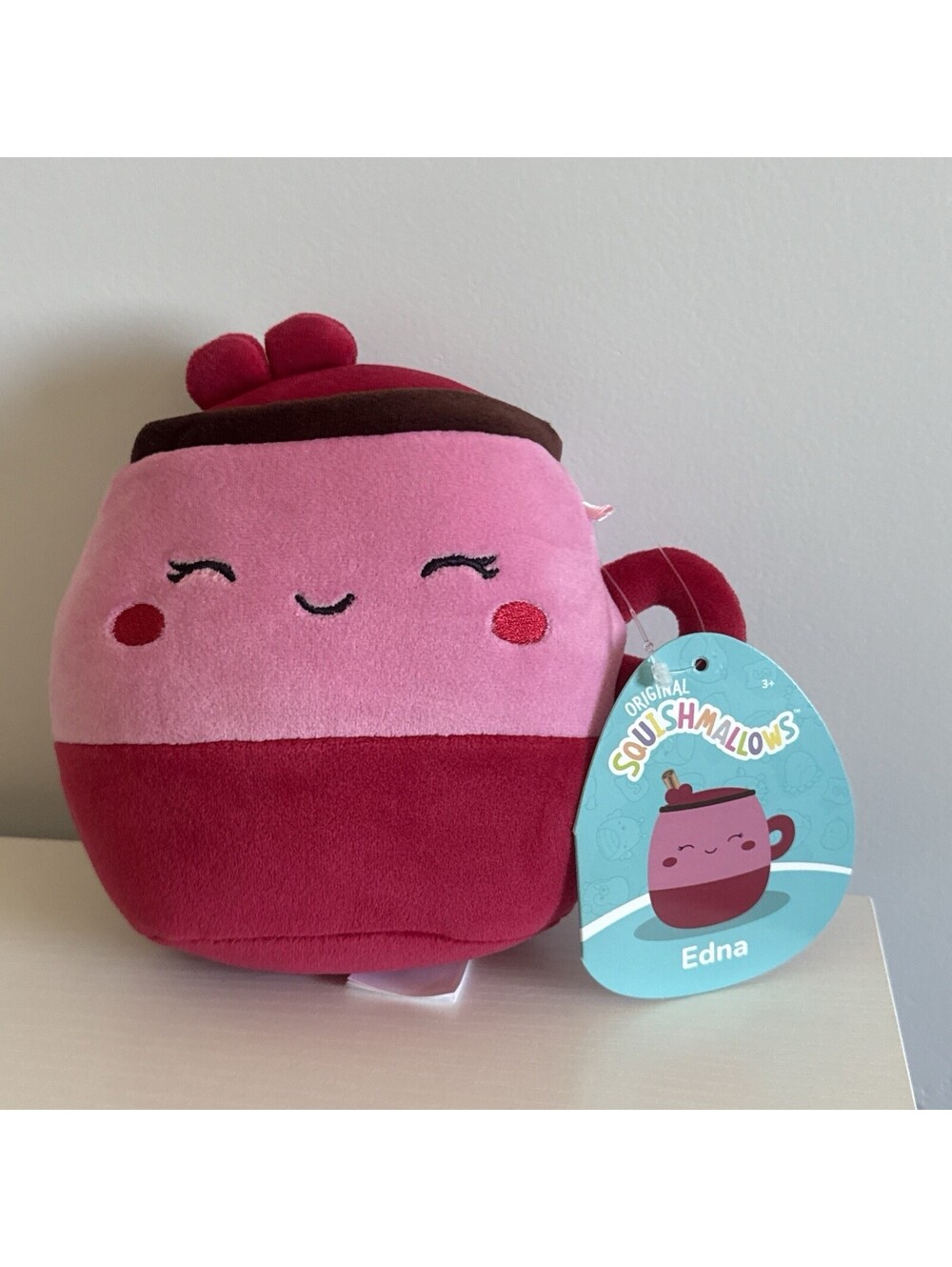 NEW EDNA SQUISHMALLOWS 5" PLUSH STUFFED ANIMAL RED MUG CINNAMON STICK NWT